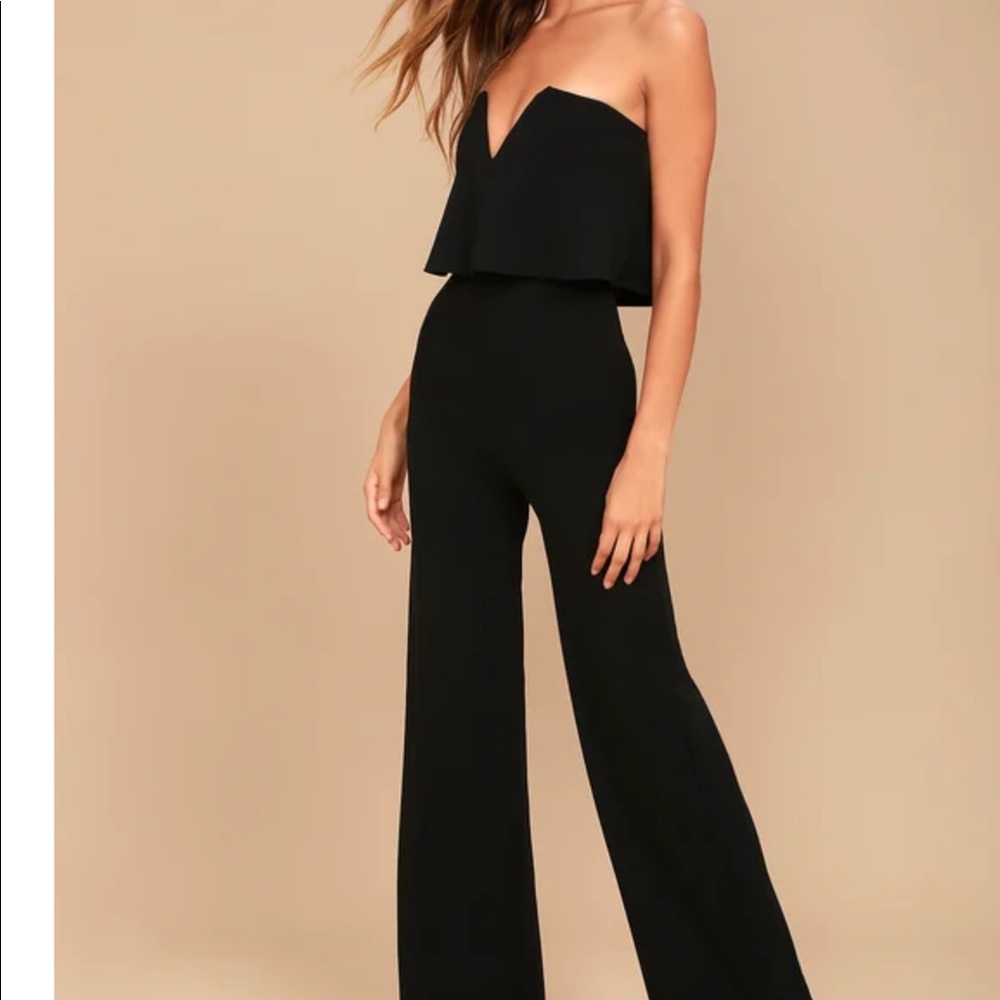 Lulus Black Strapless Jumpsuit